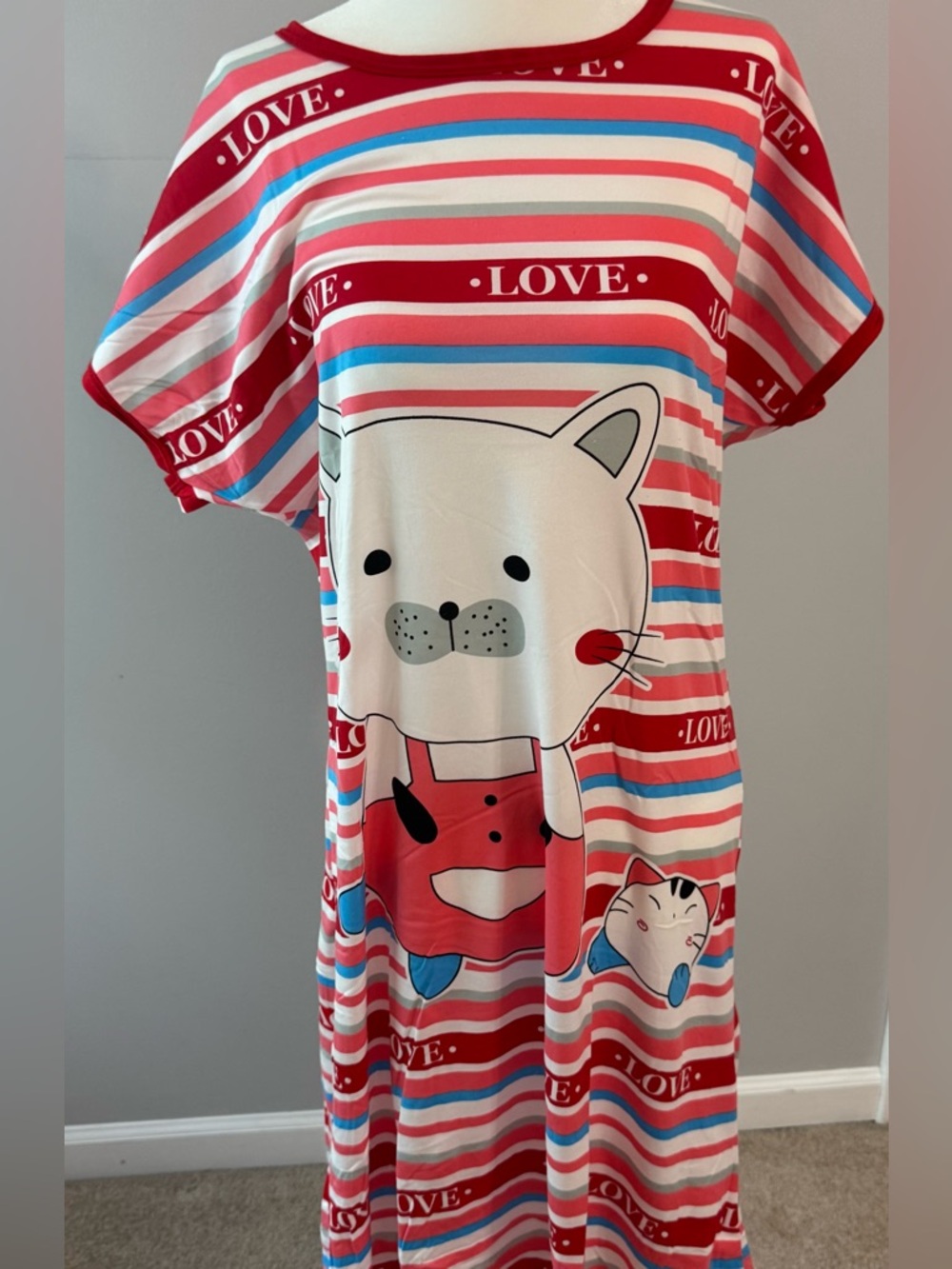 Women’s Nightgown Pajamas Short Sleeve Soft Dress Sleepwear New Red M L XL XXL